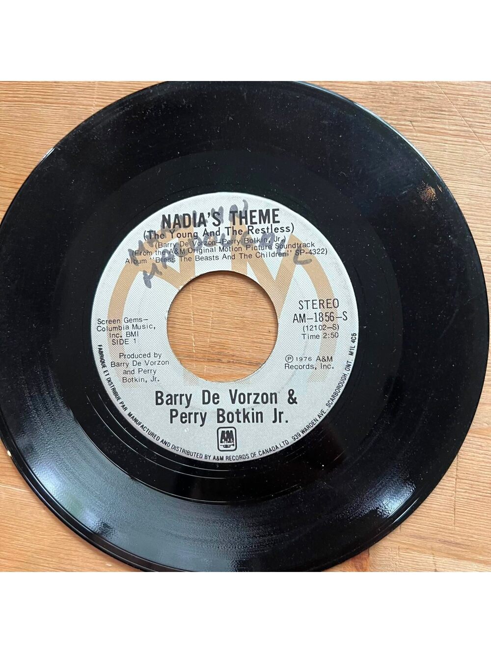 Barry De Vorzon & Perry Botkin Jr. - Nadia's Theme/Down the Line 45rpm VG+ R10